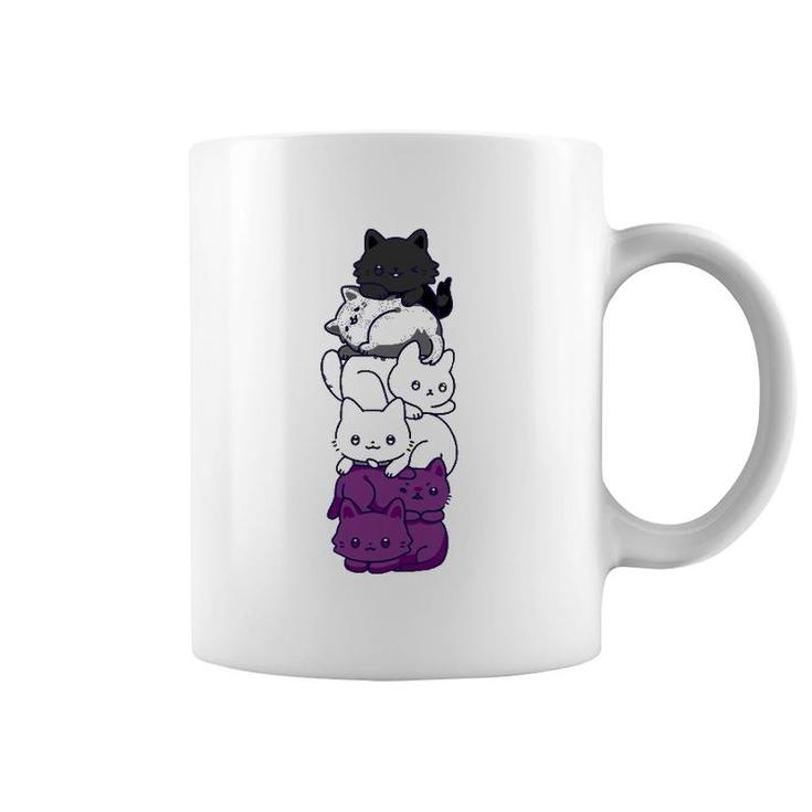 Asexual Pride Cat Lgbt Stuff Flag Kawaii Cute Cats Pile Gift Coffee Mug