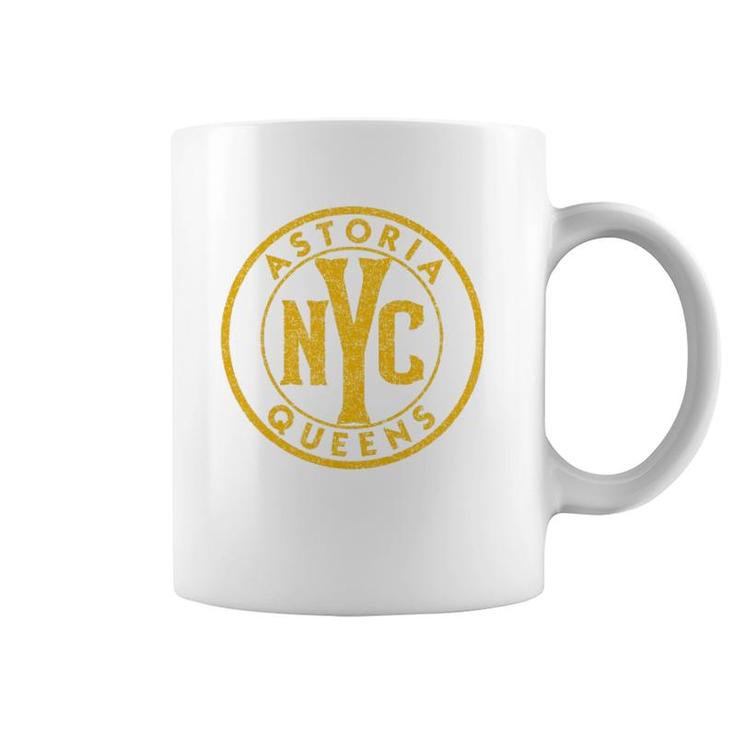 Astoria Queens Nyc Vintage Sign Distressed Amber Print  Coffee Mug