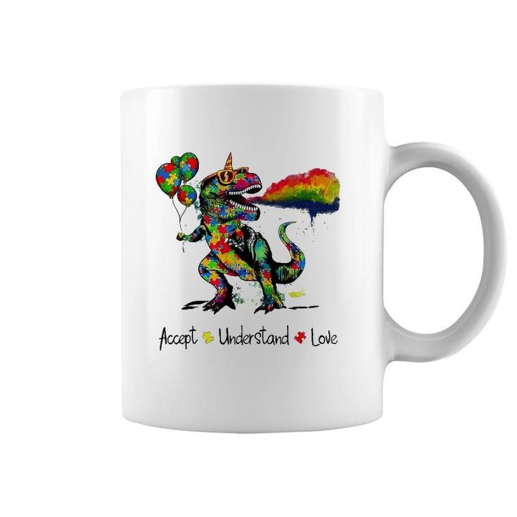 Autism Awareness Accept Understand Love Dinosaur Watercolor Coffee Mug