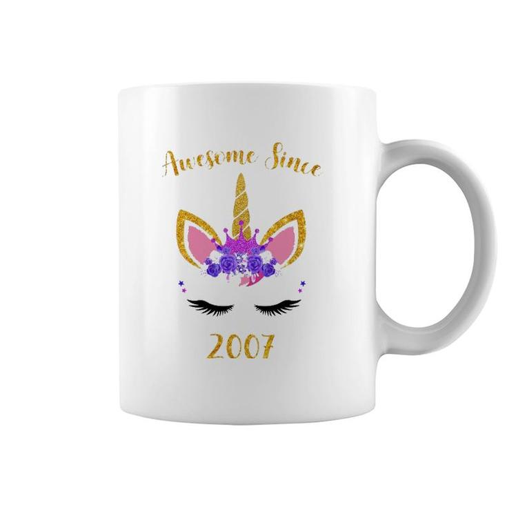Awesome Since 2007 Unicorn Birthday Girl Coffee Mug