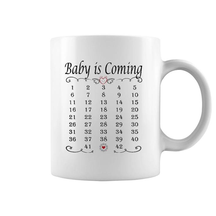 Baby Is Coming Calendar Pregnancy Memory Funny Announcement Coffee Mug