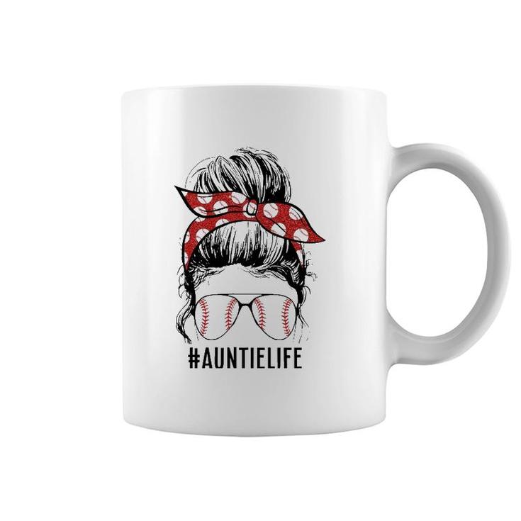 Baseball Auntie Life Messy Bun Funny Auntie Mother's Day Coffee Mug