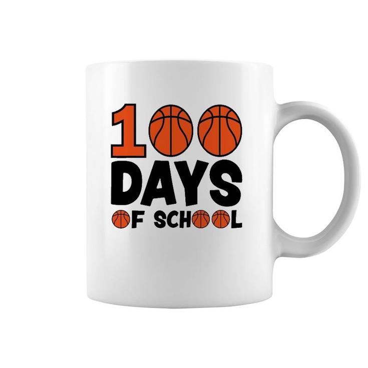 Basketball 100 Days Of School Happy 100Th Day Teacher Kids Coffee Mug