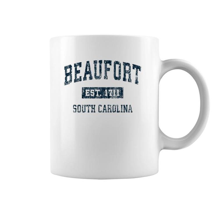 Beaufort South Carolina Sc Vintage Sports Design Navy Print Coffee Mug