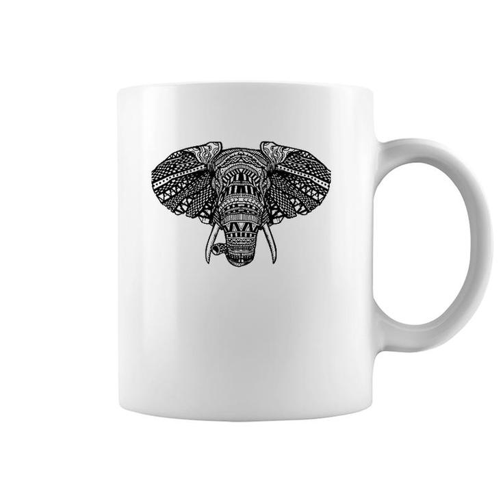 Beautiful African Elephant In Mandala Style, African Animals Coffee Mug