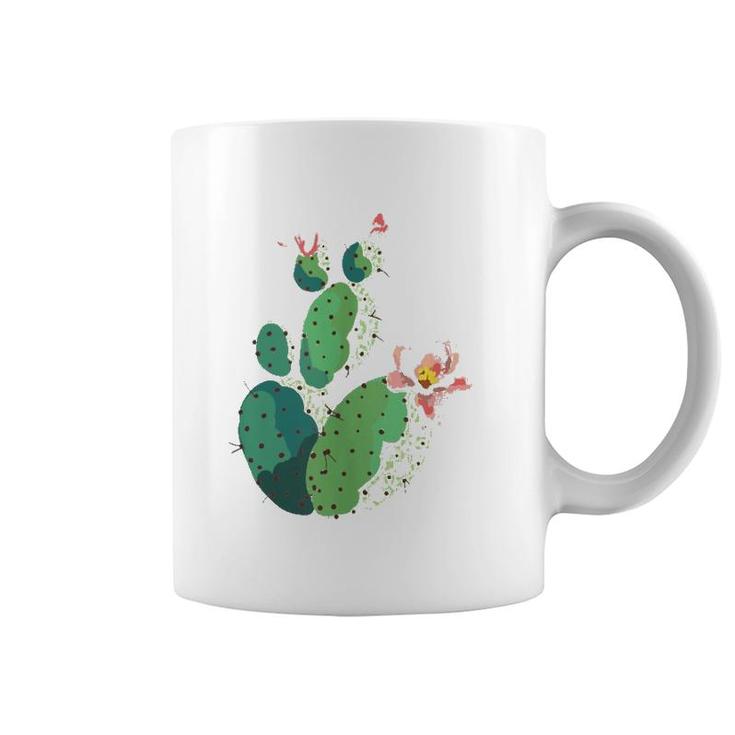 Beautiful Cactus Tree Pink Flowers Hand Drawn Painting  Coffee Mug
