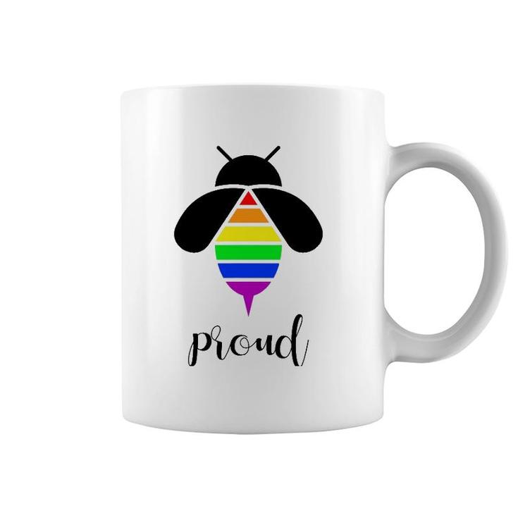 Bee Proud  Gay Pride Lgbtq Funny Rainbow Bee Coffee Mug