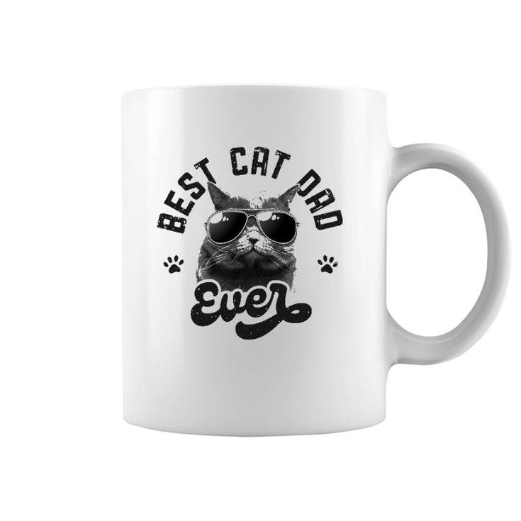 Best Cat Dad Ever Funny Daddy Father's Day Retro Vintage Men Coffee Mug