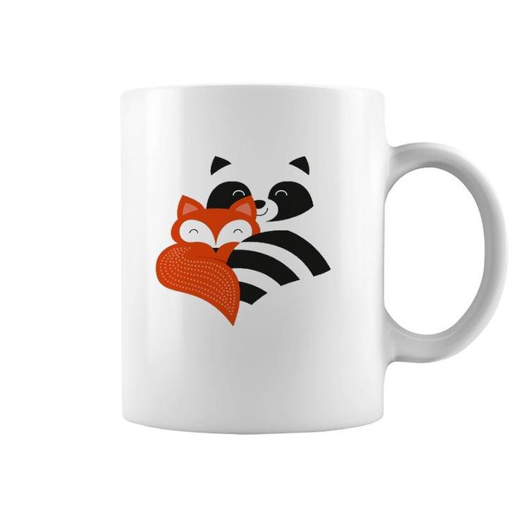 Best Friends Cute Fox & Raccoon Coffee Mug