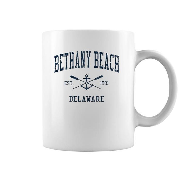 Bethany Beach De Vintage Navy Crossed Oars & Boat Anchor Coffee Mug