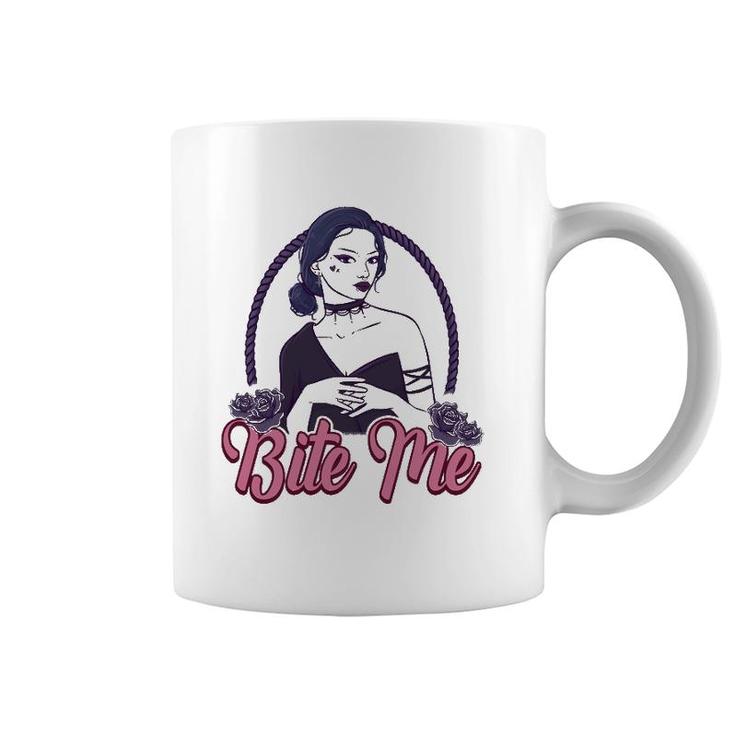 Bite Me Gothic Goth Girl Quote Coffee Mug