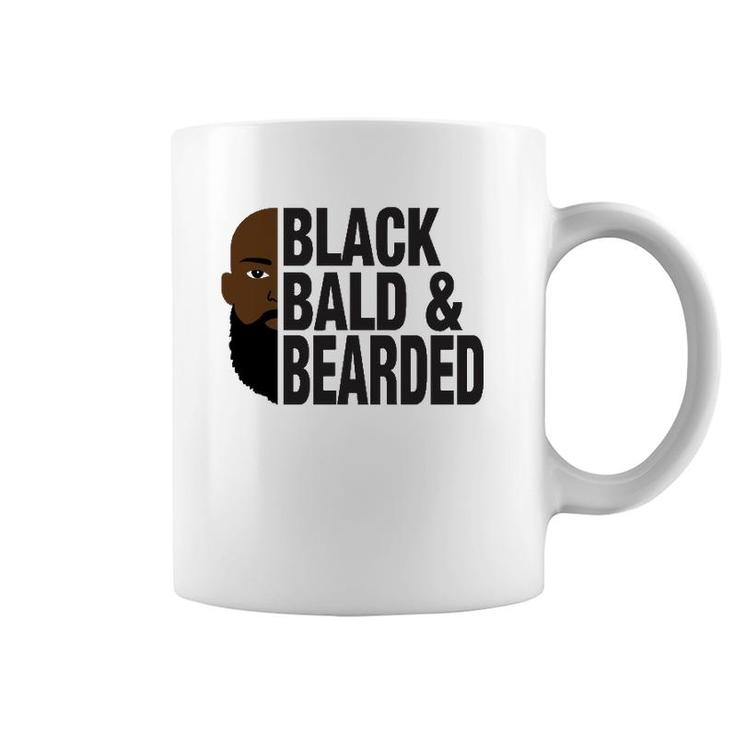 Black Bald And Bearded Face Funny Father's Day Coffee Mug