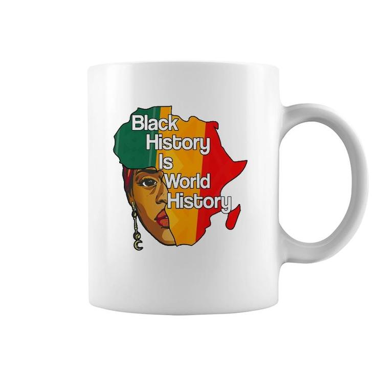 Black History Is World History Proud Afro African Queen Coffee Mug