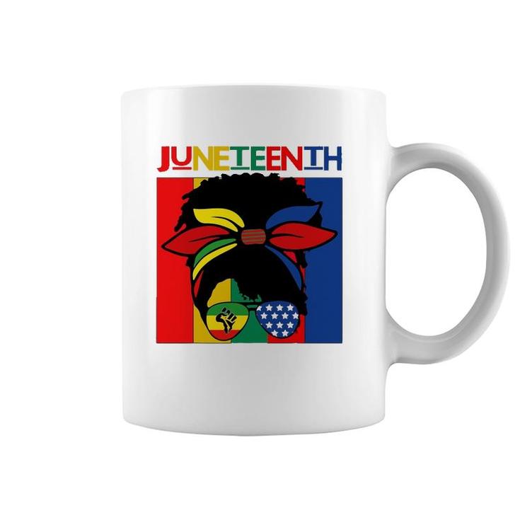 Black Women Messybun Juneteenth Independence Day Coffee Mug