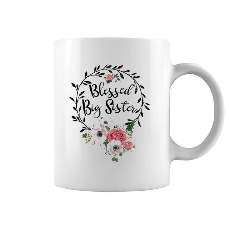 Blessed Big Sister  For Women Flower Decor Sister Coffee Mug