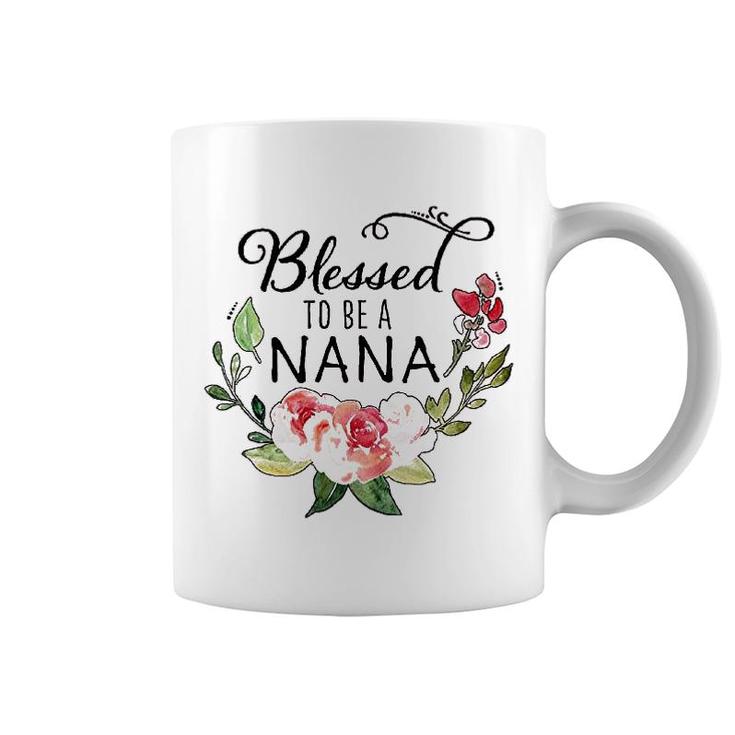 Blessed To Be A Nana With Pink Flowers Coffee Mug