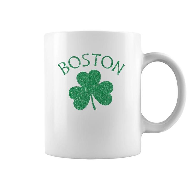 Boston Irish Shamrock Distressed Green Print  Coffee Mug