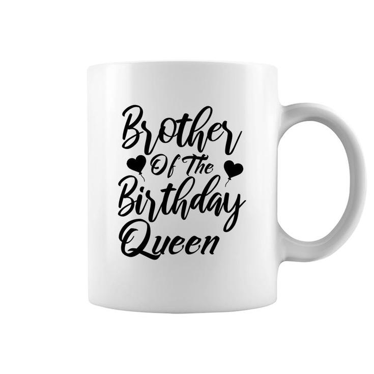 Brother Of The Birthday Queen Black Heart Design Coffee Mug