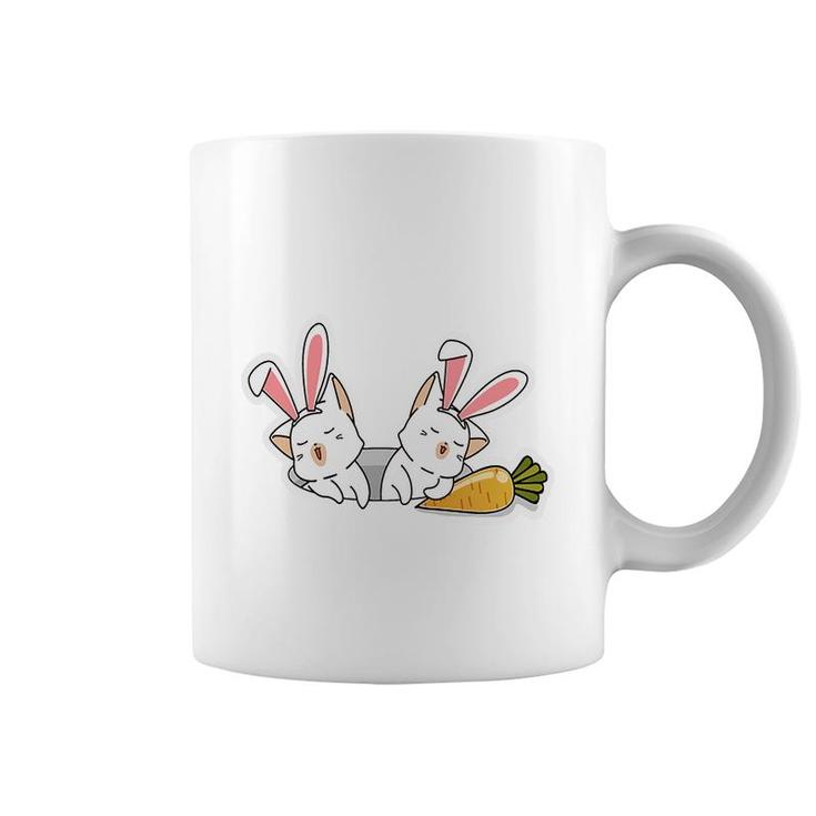 Bunny Cat Sleeping With Carrots Happy Easter Day Coffee Mug