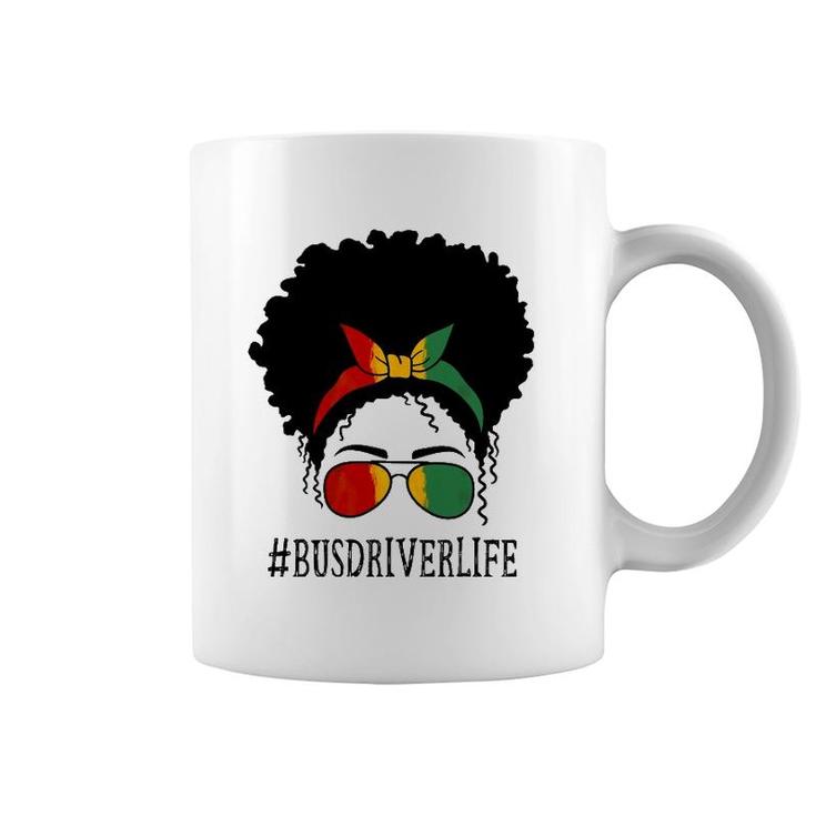 Bus Driver African Women Messy Bun Black History Month Coffee Mug