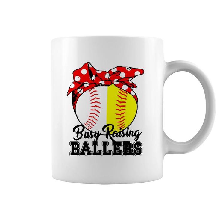 Busy Raising Ballers Softball Baseball Mom Life Mothers Day Coffee Mug