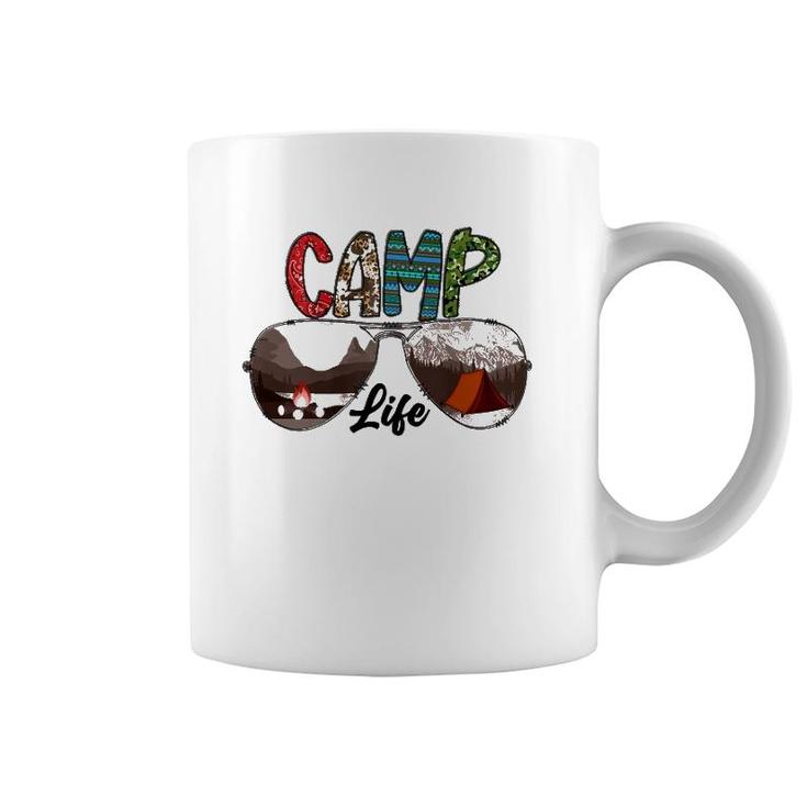 Camping Life With Sunglasses Sunset Tent  Coffee Mug