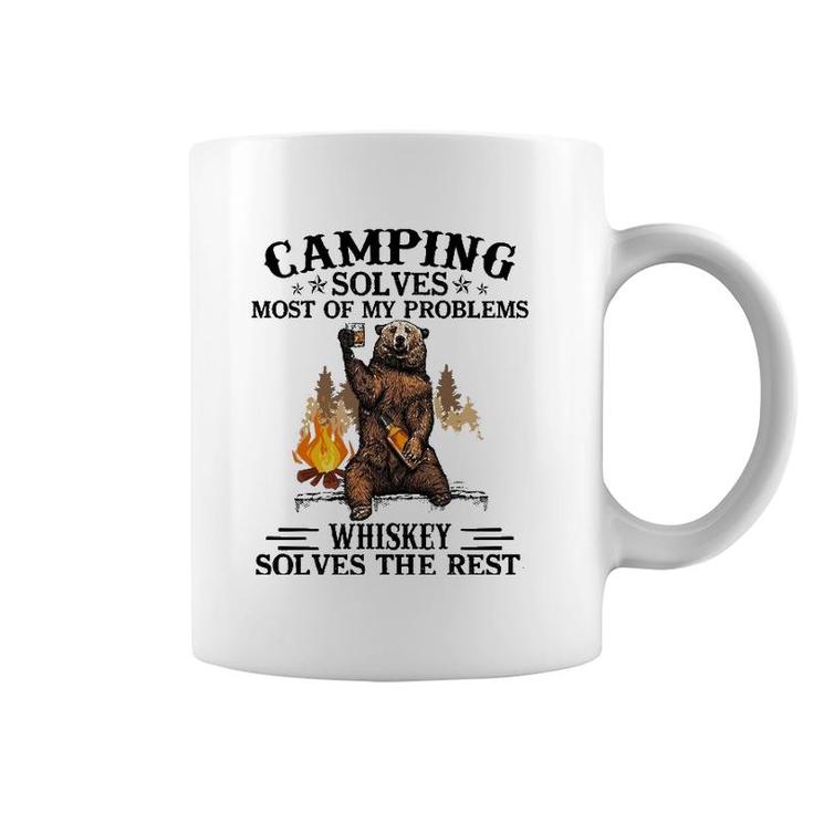 Camping Solves Most Of My Problems Bear And Whiskey Coffee Mug