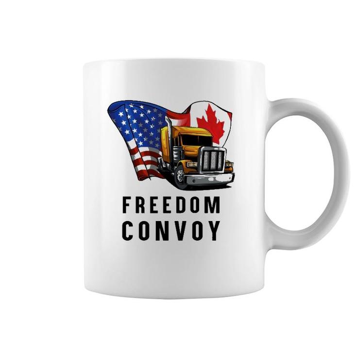 Canada Flag Freedom Convoy 2022 Canadian Trucker Maple Leaf  Coffee Mug