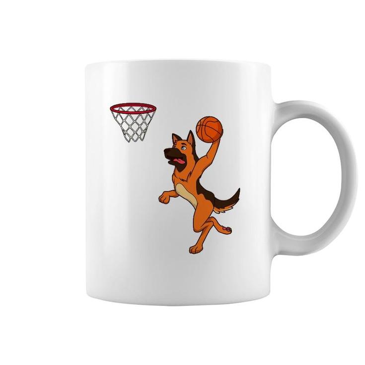 Cartoon Shepherd Dog Playing Basketball Coffee Mug