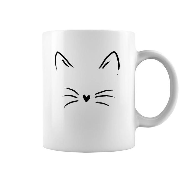 Cat Face Whiskers Print Tee Kitty Lover Coffee Mug