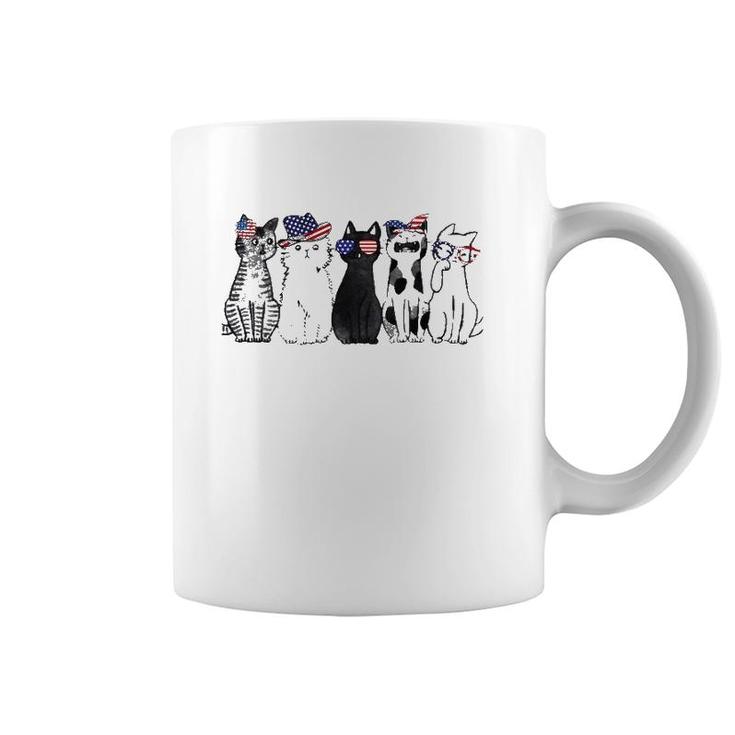 Cat Lover July 4Th Fourth Of July Funny Cats American Flag Coffee Mug