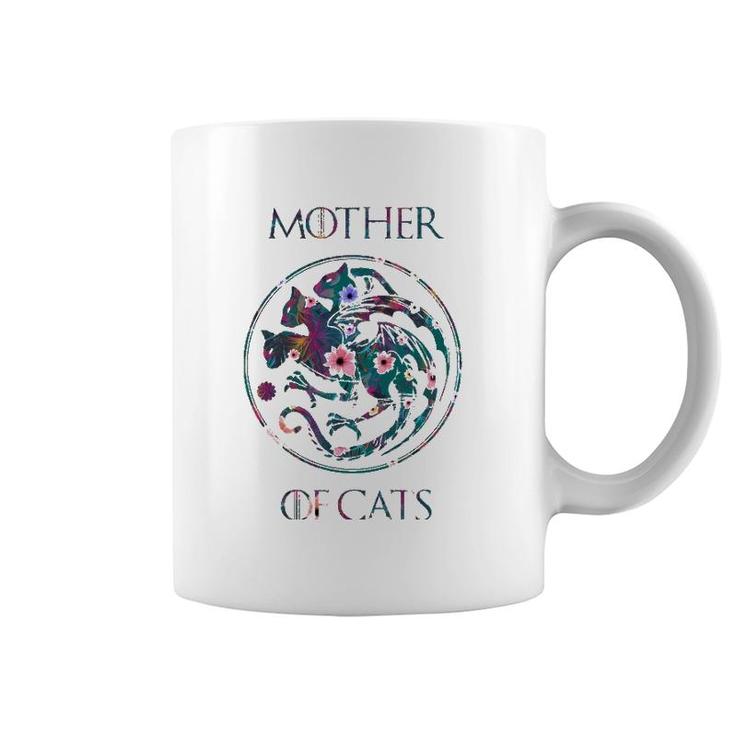 Cat Lovers  Mother Of Cats With Floral Art Coffee Mug