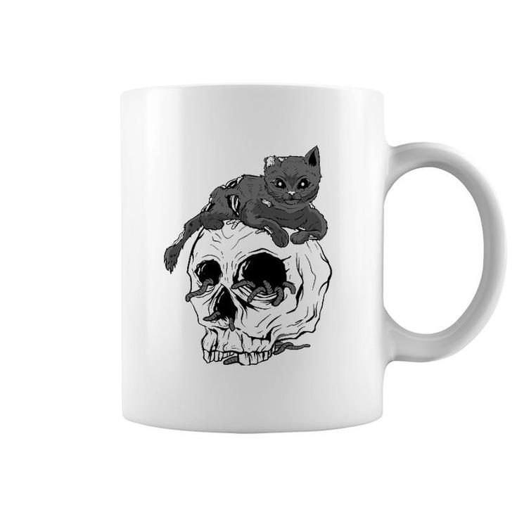 Cat Skull Occult Pagan Goth Gifts Coffee Mug