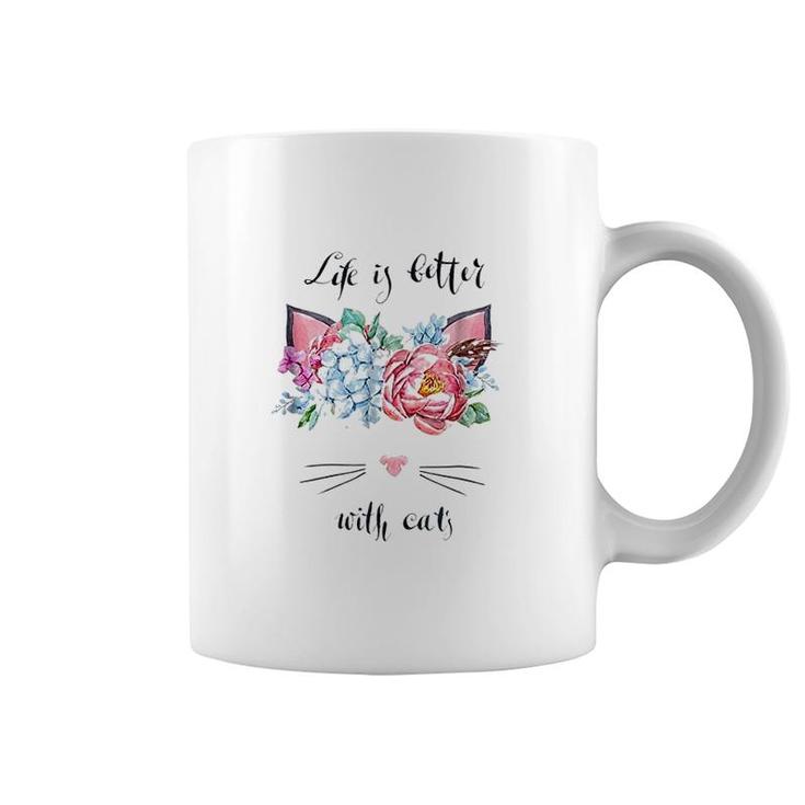Cat Style Life Is Better With Cats Coffee Mug