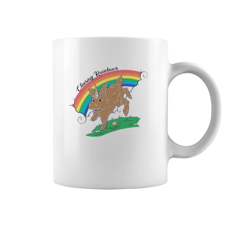 Chasing Rainbows Bunnicorn Art Rabbit Lover Coffee Mug