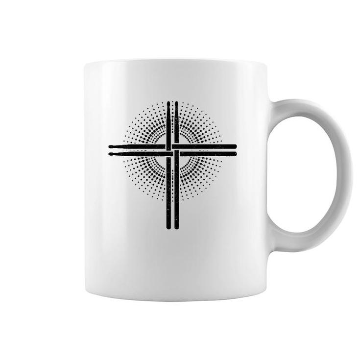 Christian Drummer Drum Sticks Cross Drumming For Jesus Coffee Mug