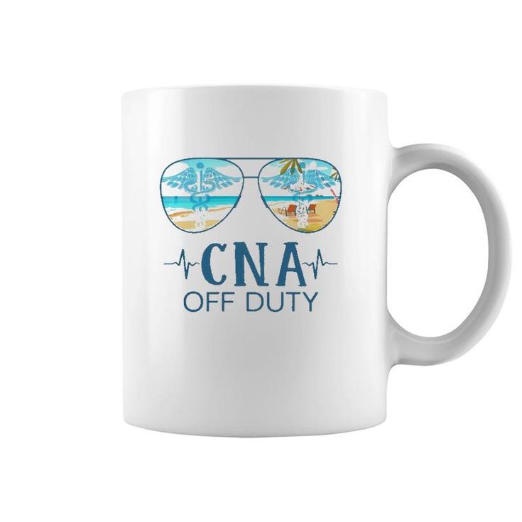 Cna Off Duty Nurse Caduceus Summer Vacation Beach Sunglasses Heartbeat Coffee Mug