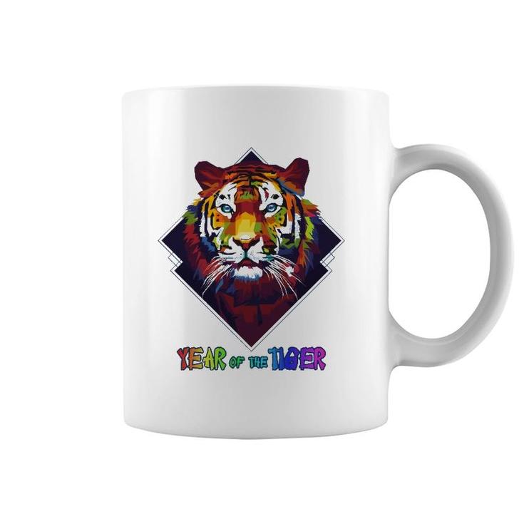 Colorful Tiger Face Cny Happy Lunar New Year Of A Tiger 2022 Ver2 Coffee Mug