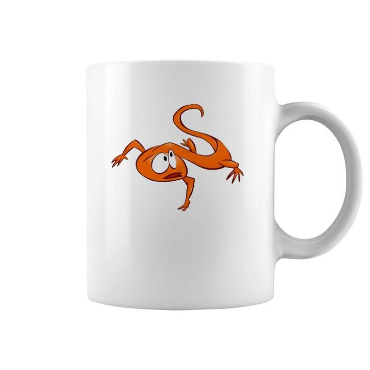 Cool Cartoon Orange Baby Lizard Design Coffee Mug