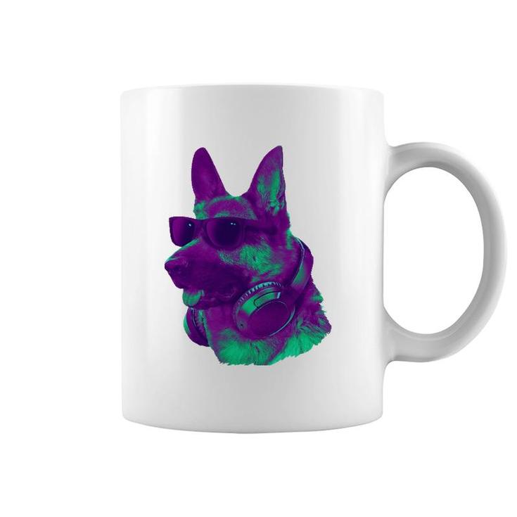 Cool German Shepherd Dj With Headphones & Sunglasses Art Coffee Mug