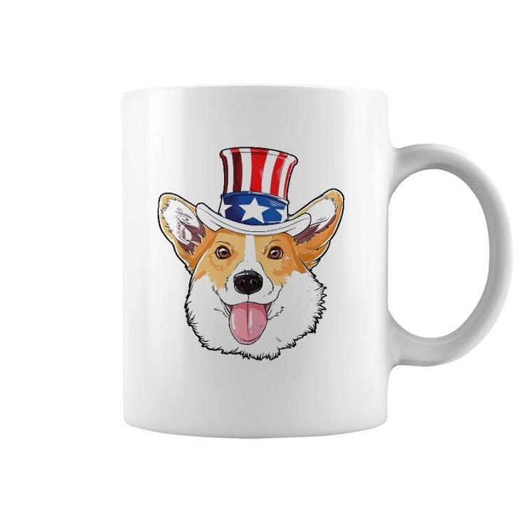 Corgi 4Th Of July Uncle Sam Men Usa American Flag  Coffee Mug