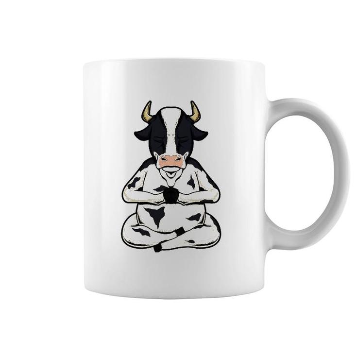 Cow Yoga Meditating Calf Yogi Bull Sitting Yoga Pose Namaste Coffee Mug