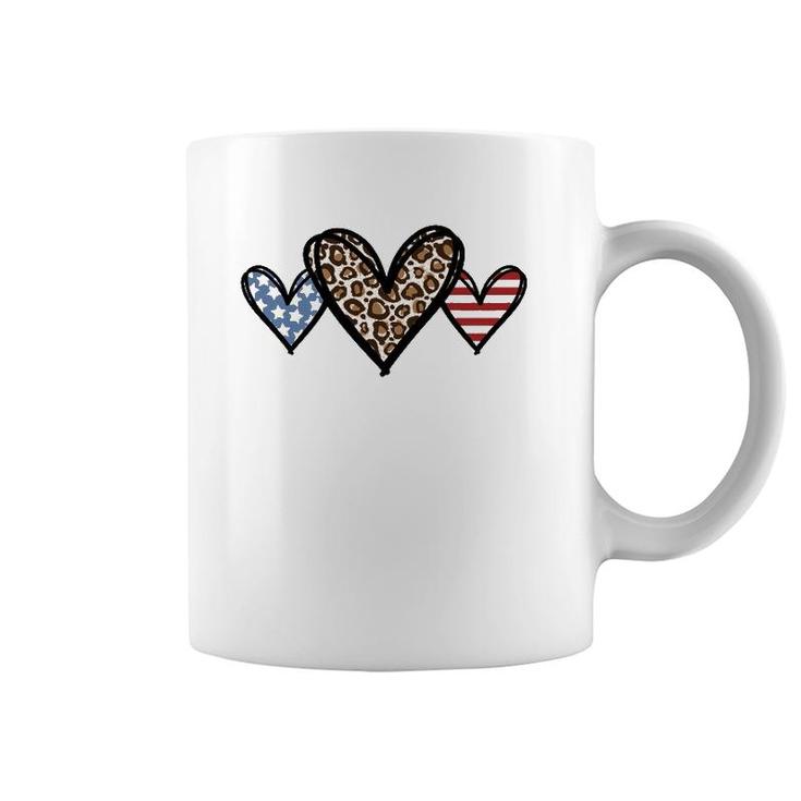 Cute American Flag Hearts Fourth 4Th Of July Usa Patriotic Coffee Mug
