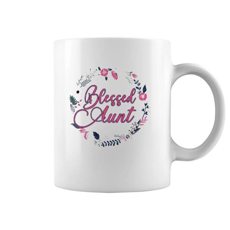 Cute Blessed Aunt Women New Aunty Auntie Sister Girl Flower Premium Coffee Mug