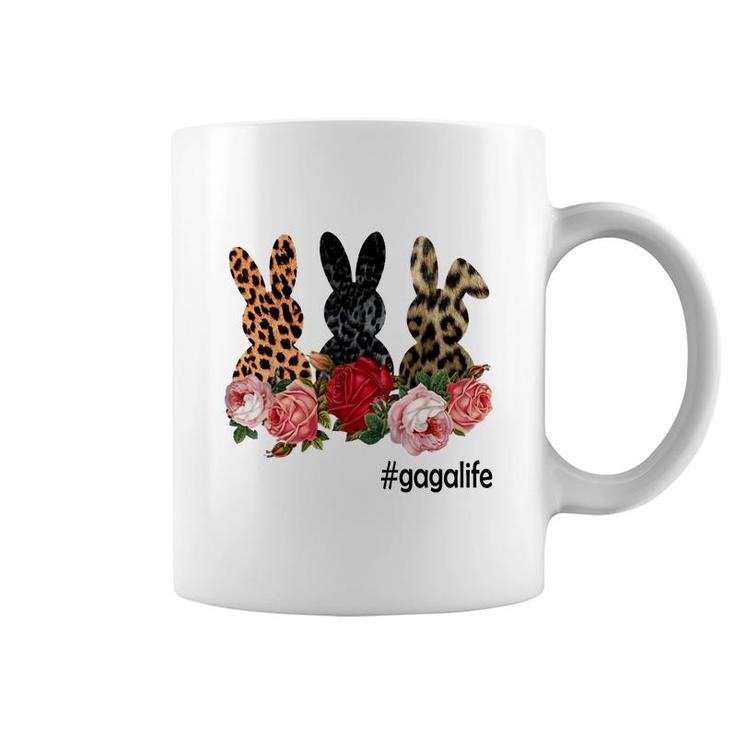 Cute Bunny Flowers Gaga Life Happy Easter Sunday Floral Leopard Plaid Women Gift Coffee Mug