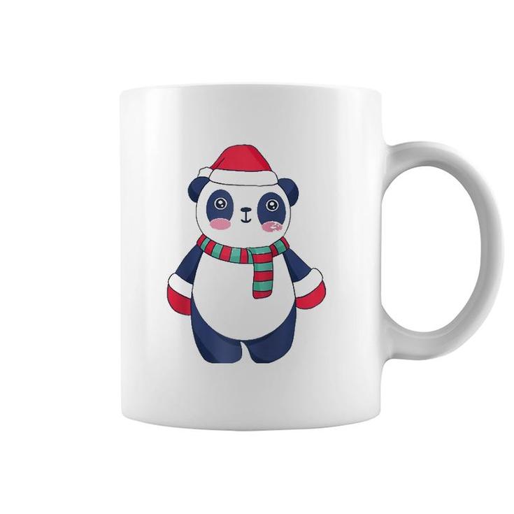 Cute Christmas Baby Panda Bear Santa Hat Scarf And Gloves Raglan Baseball Tee Coffee Mug