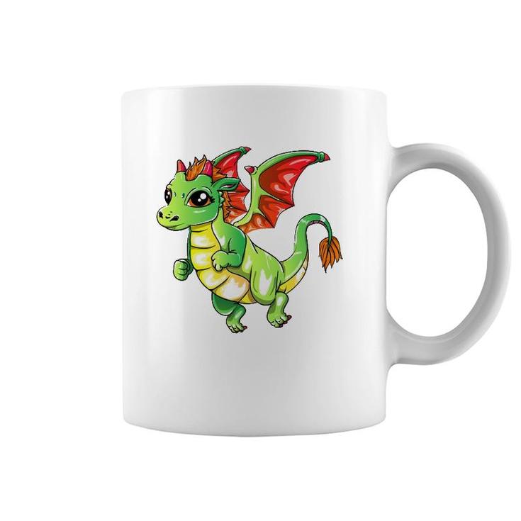 Cute Green Dragon For Girls Boys Kids Coffee Mug