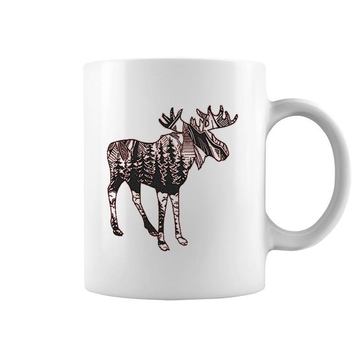 Cute Moose Printed Camping Coffee Mug