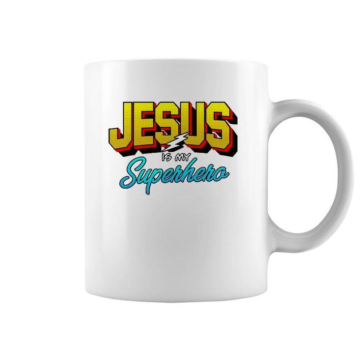 Cute Powerful Christian I Jesus Is My Superhero Coffee Mug