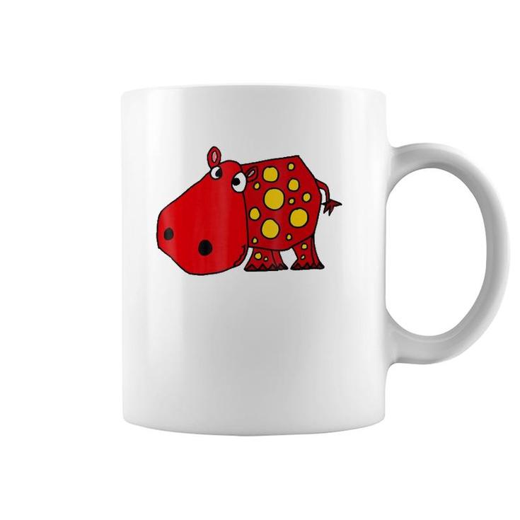 Cute Red Hippo Cartoon Coffee Mug
